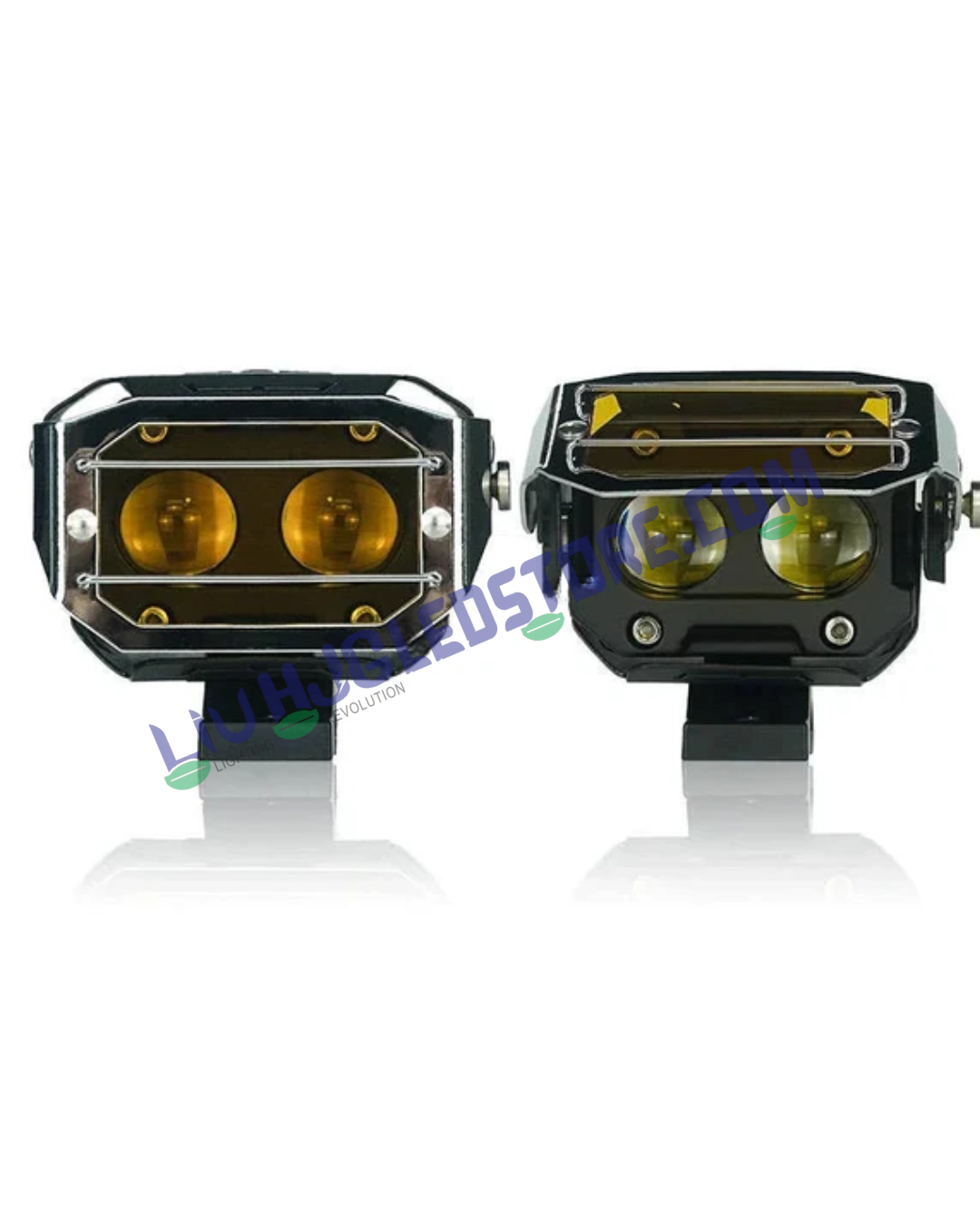 HJG Transformer 2 LED Projector Fog Lights 140W with Sliding Yellow Filter Cap, Dual Color White/Yellow Beam, Universal Fit (Set of 2)