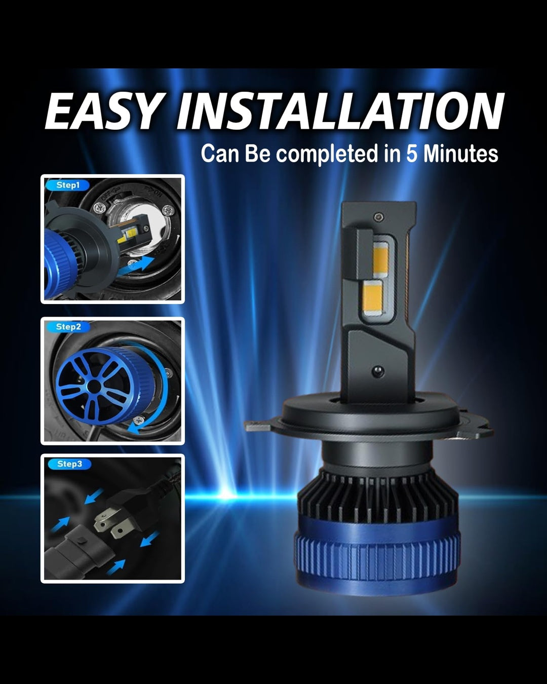 HJG 240W LED Headlight Bulbs H8/H9/H11/H16 – 2 Pieces (120W Each) Super Bright White Beam for Cars, SUVs & Motorcycles